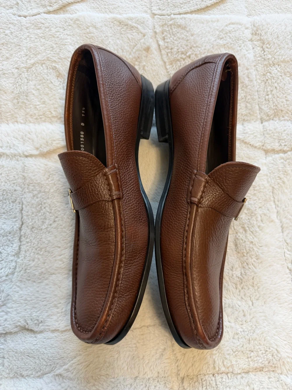 $950 Salvatore Ferragamo Gancini Buckle Leather Strap Slip-On Loafer 11.5 D